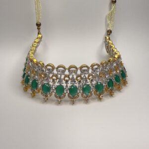 Emerald Grace Gold-Plated Choker Necklace