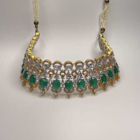 Emerald Grace Gold-Plated Choker Necklace